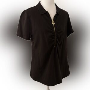 Michael Kors Black Zipper Detail Button Down Shirt